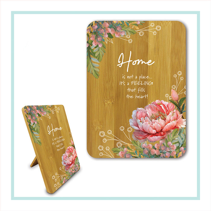 Bamboo Plaque - Coral Peony HOME