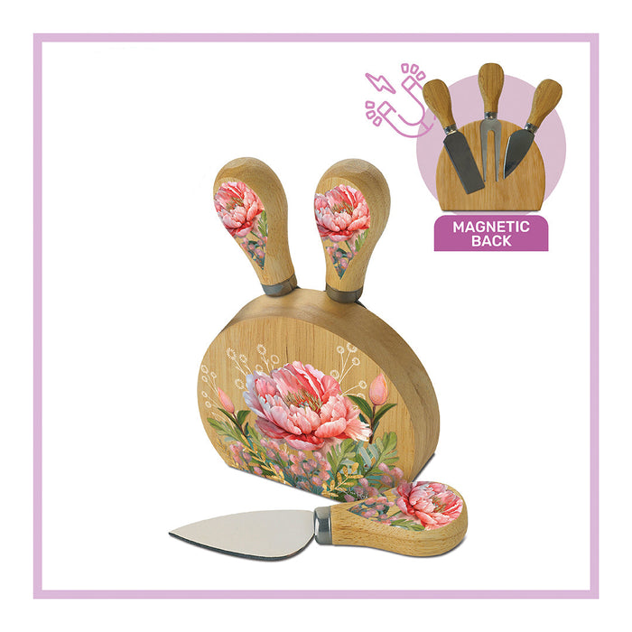 Cheese Knife Block - Coral Peony