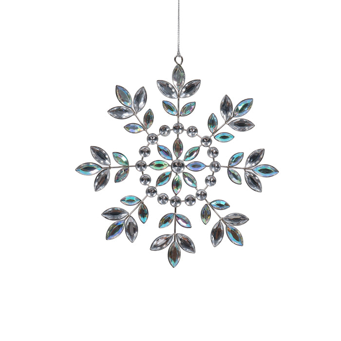 Silver Wire Jewel Snowflake Deco