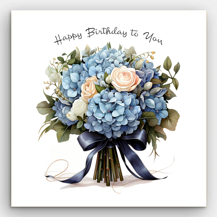 Happy Birthday - Hydrangea Bouquet Card