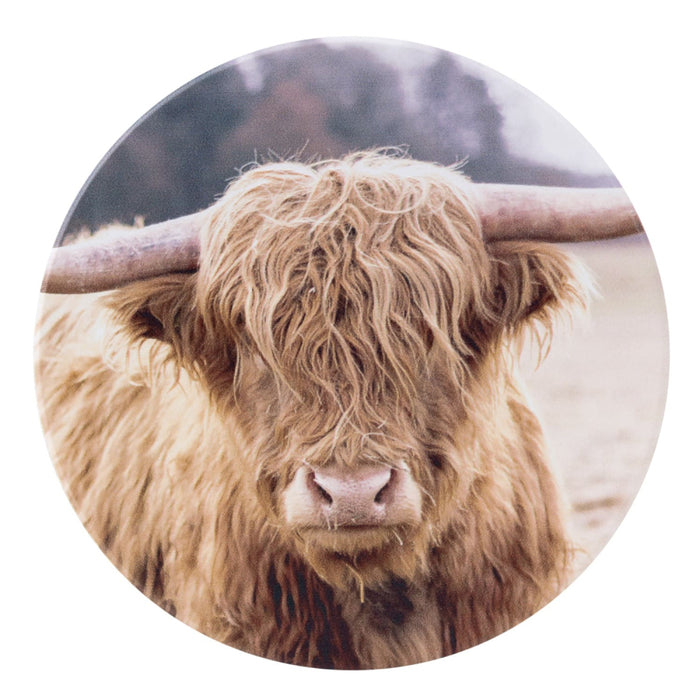 Rustic Meadow Cow Ceramic Coaster