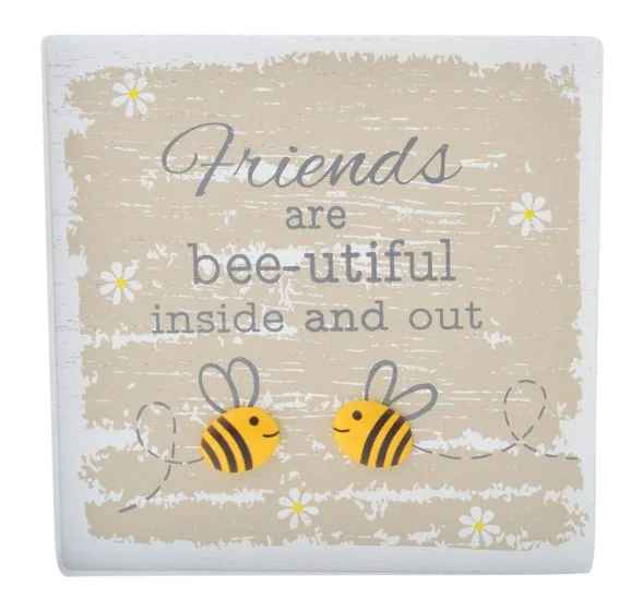 Bee Square Plaque - Asst