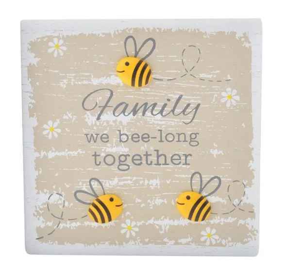 Bee Square Plaque - Asst