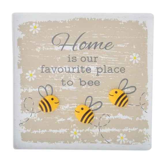 Bee Square Plaque - Asst