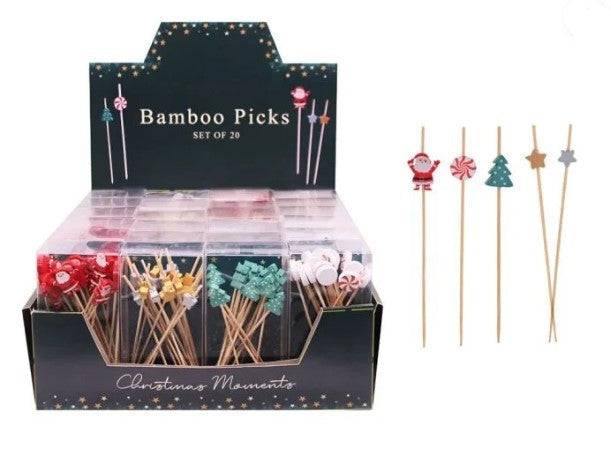 Christmas Bamboo Picks - Set/20