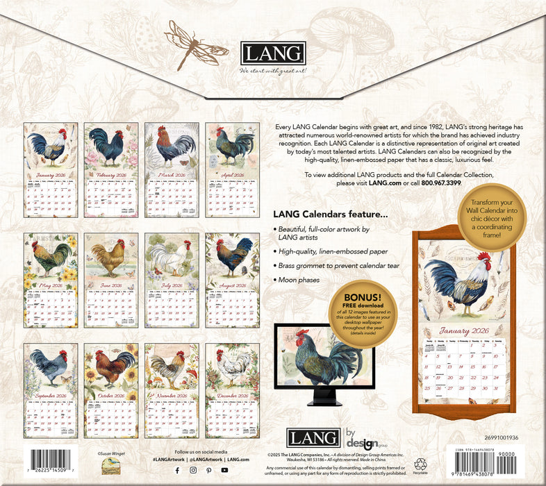 Calendar LANG 2026 - Proud Rooster