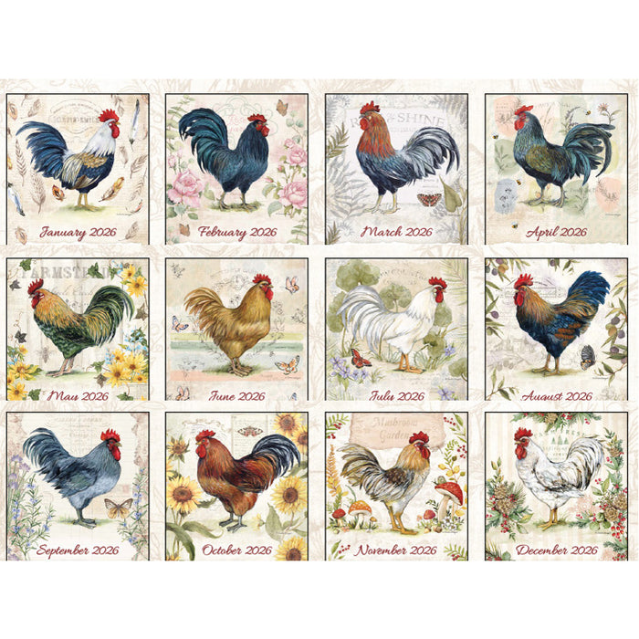 Calendar LANG 2026 - Proud Rooster