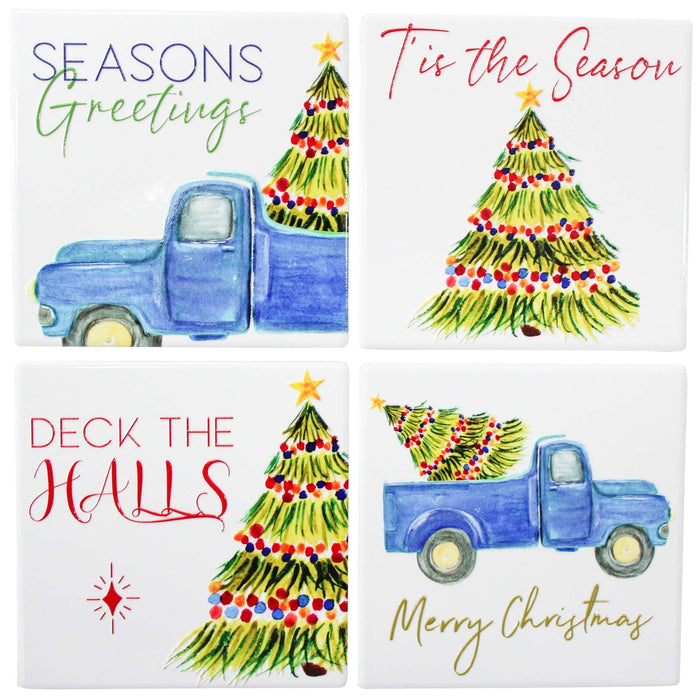 Country Ute Christmas Ceramic Coasters (Set/4)