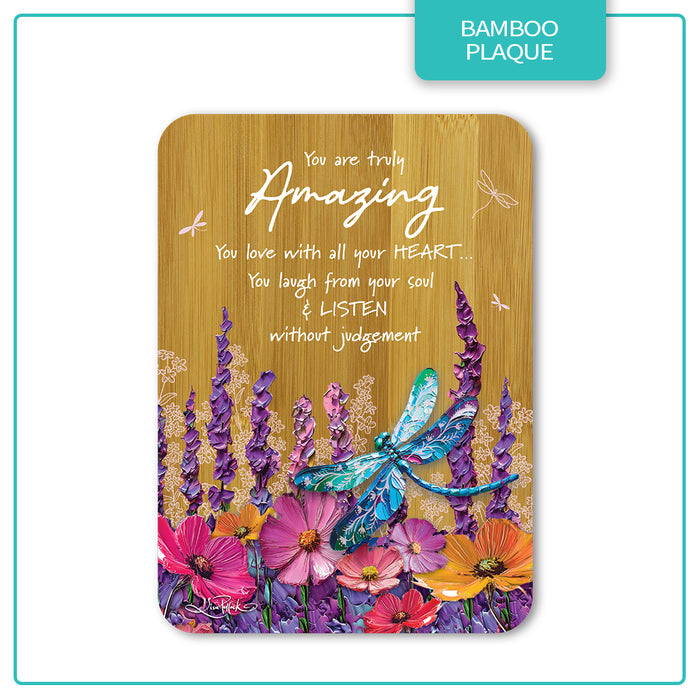 Bamboo Plaque - Playful Dragonflies TRULY AMAZING