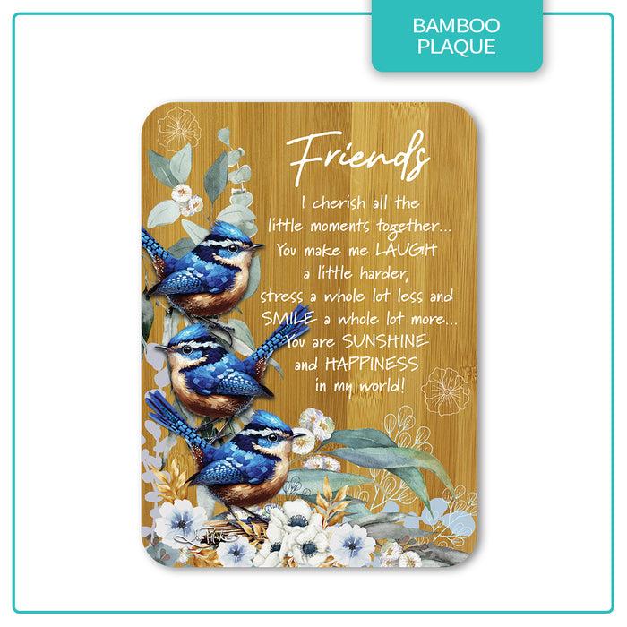 Bamboo Plaque - Cheeky Wrens FRIENDS