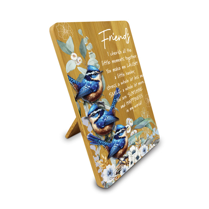 Bamboo Plaque - Cheeky Wrens FRIENDS