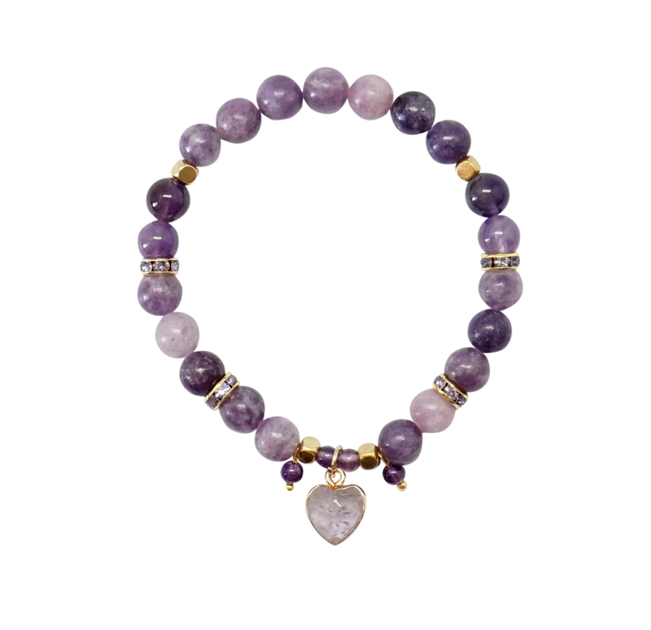 Heart Shaped Crystal Bracelet Gift Set - Amethyst