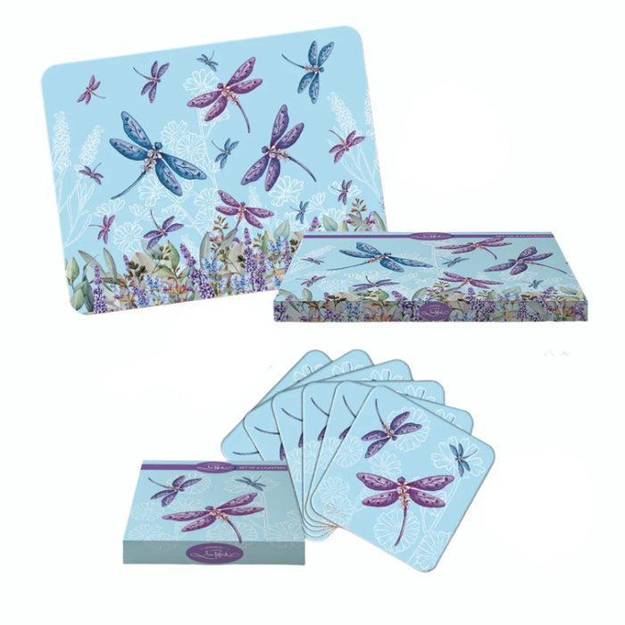 Lisa Pollock Lavender Dragonflies Placemats - Set/6