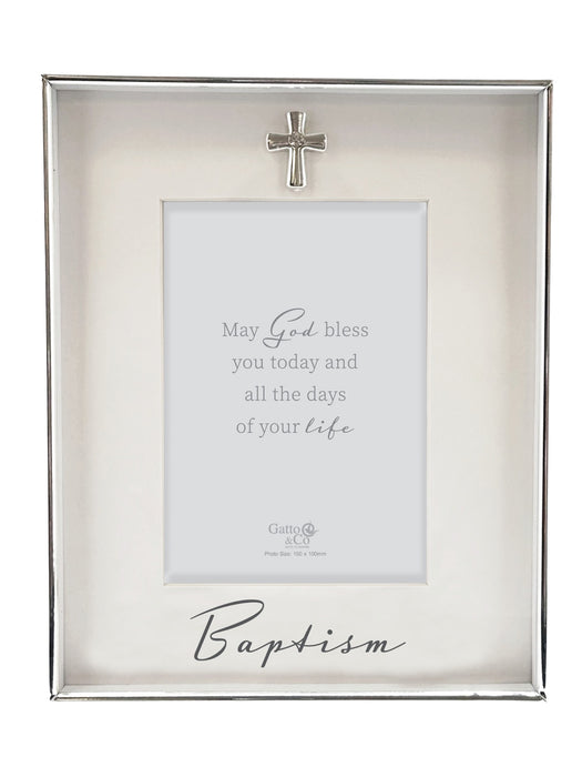 Silver Baptism Frame With Motiff