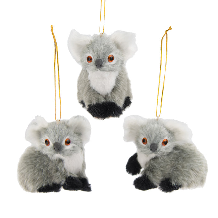 Hanging Faux Fur Koala Deco - Asst