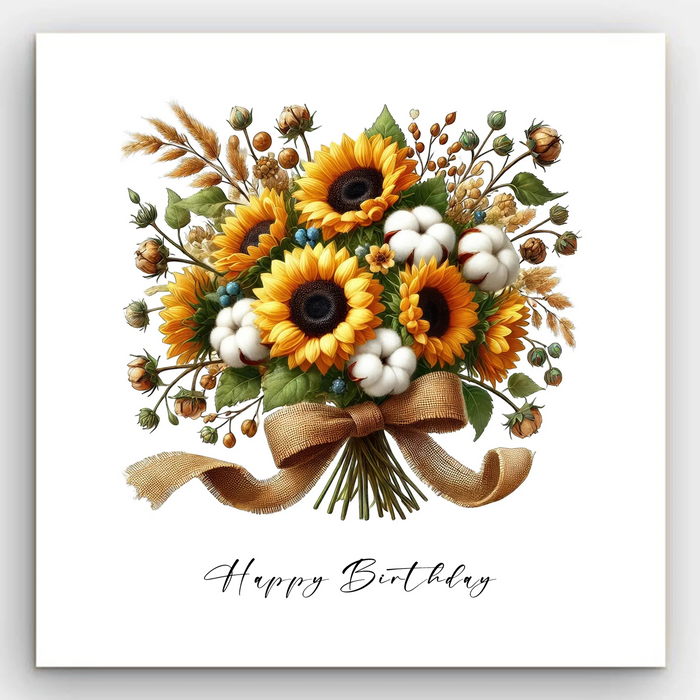 Happy Birthday - Sunflowers & Cotton Card