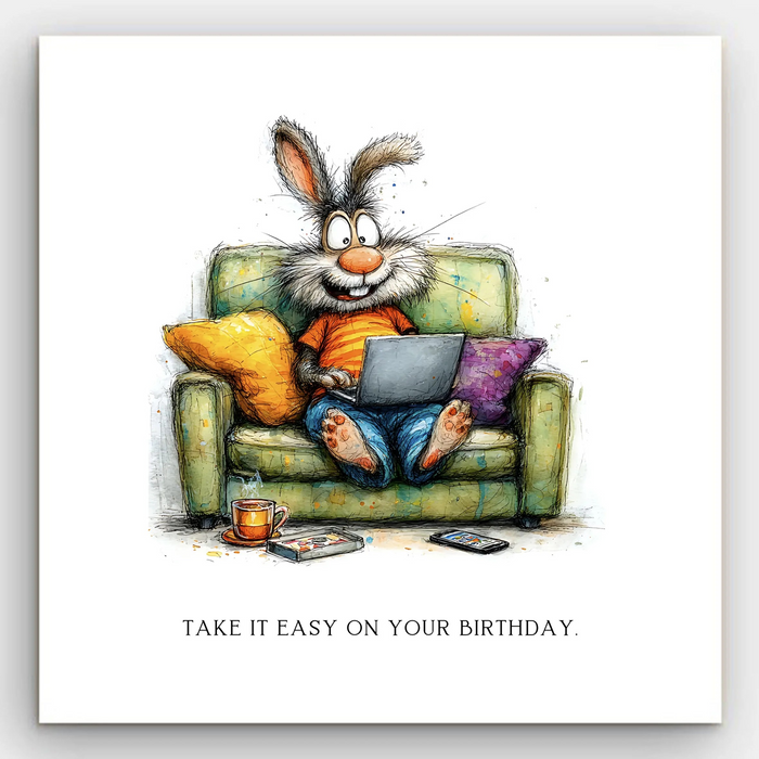 Happy Birthday - Armchair Bunny Card