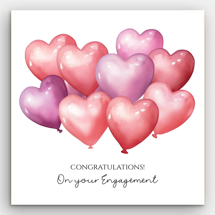 Engagement - Heart Balloons Card