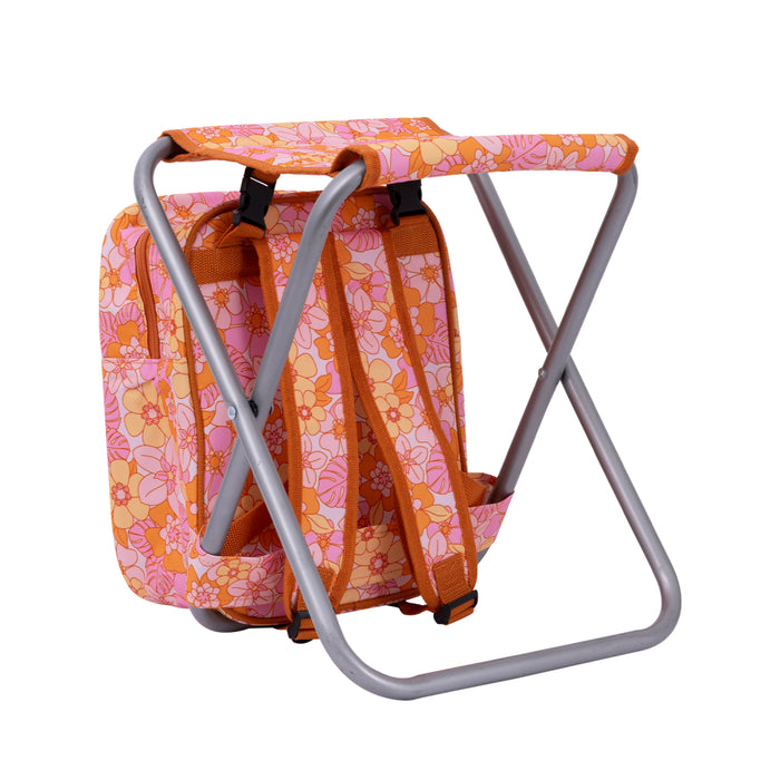 Retro Floral Picnic Cooler Chair