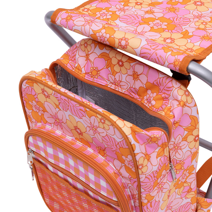 Retro Floral Picnic Cooler Chair