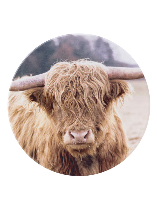 Rustic Meadow Cow Ceramic Coaster