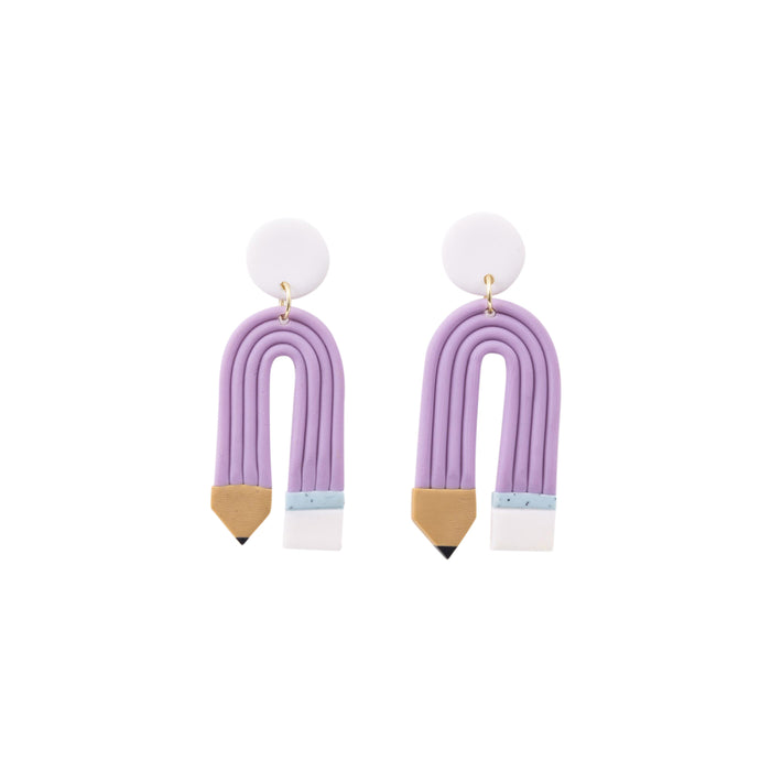 Teacher Pencil Earrings - Purple