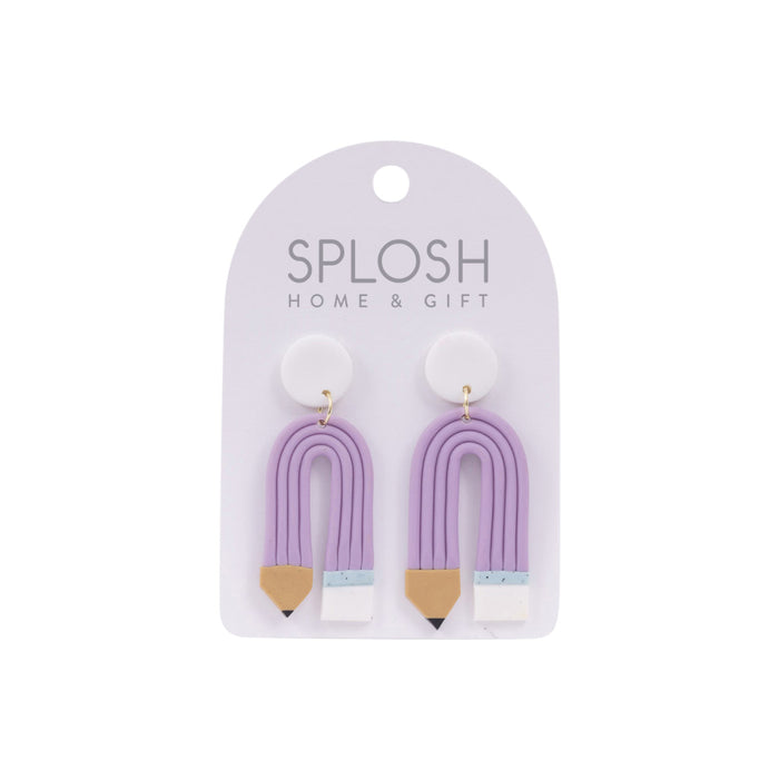 Teacher Pencil Earrings - Purple