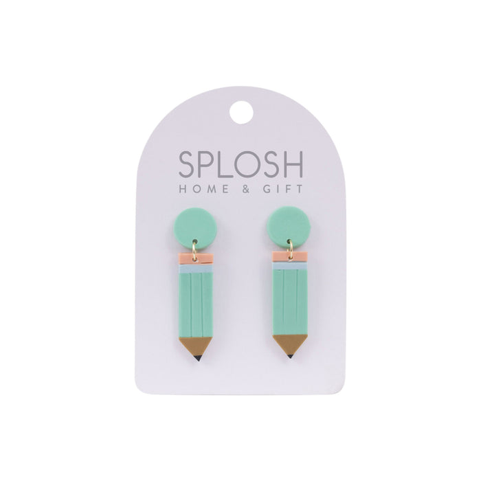 Teacher Pencil Earrings - Mint