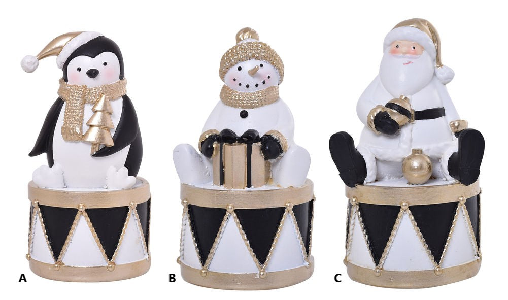 B&W Christmas Drum - Asst
