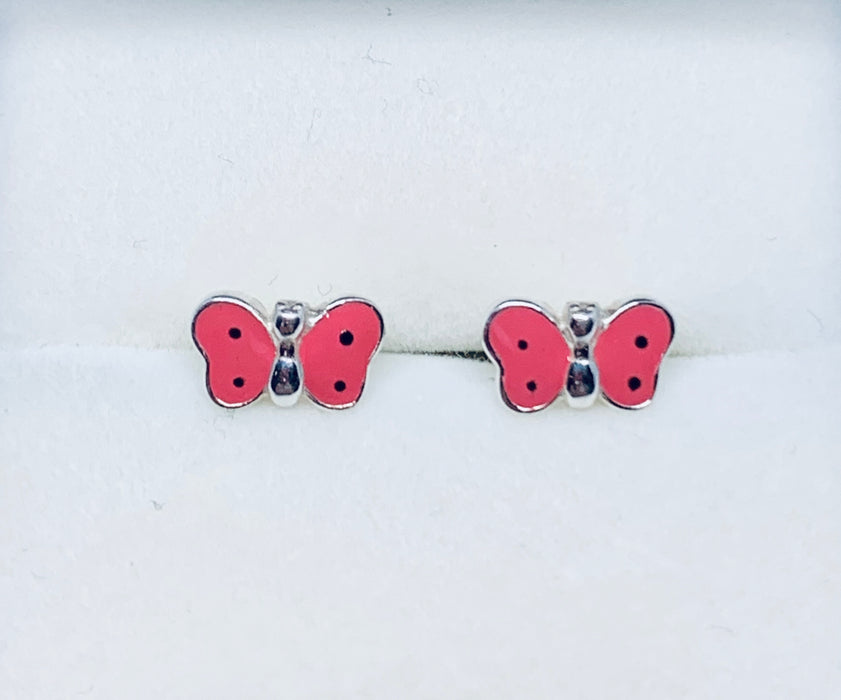 Sterling Silver Enamel Butterfly Earrings