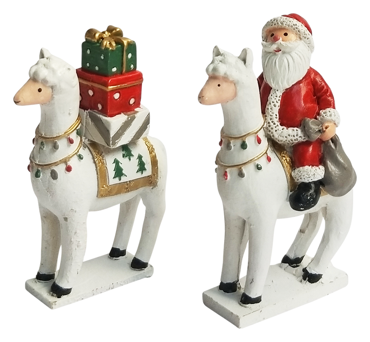 Llamas w/Santa & Presents (2 Asst)