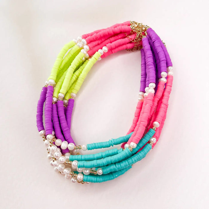 Neon Heishi Freshwater Pearl Necklace