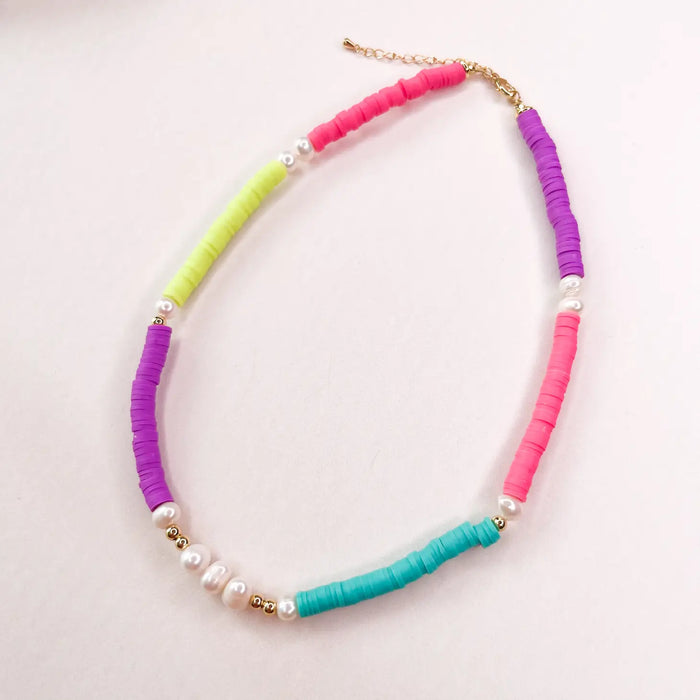 Neon Heishi Freshwater Pearl Necklace