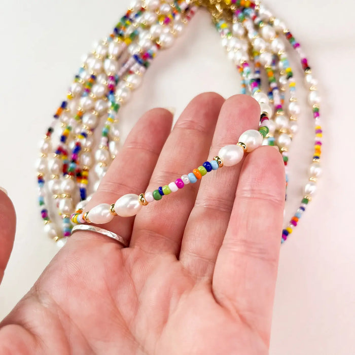 Rainbow Miyuki Freshwater Pearl Necklace